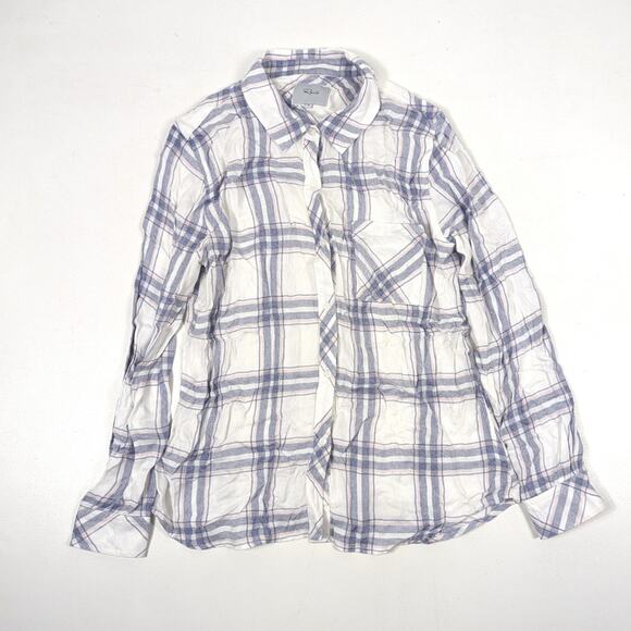 Rails Button Down Women's Shirt Size Medium Hunter White Blush Long Sleeve - Picture 1 of 8